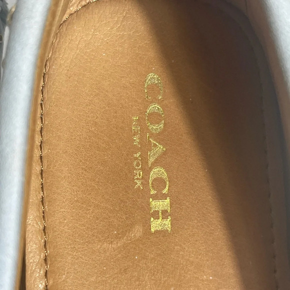 Coach Norfolk Nubuck Blue Mist 7M Loafers Leather Silver Studded and Tassel - Picture 6 of 11